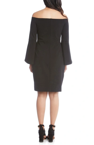 Shop Karen Kane Bell Sleeve Off The Shoulder Dress In Black