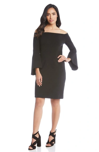 Shop Karen Kane Bell Sleeve Off The Shoulder Dress In Black