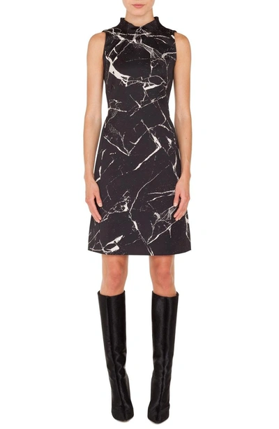 Shop Akris Marble Tile Jacquard Dress In Black/ Paper