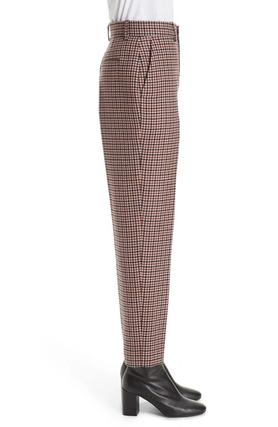 Shop Balenciaga Stretch Wool Check Pants In Brown/ Navy