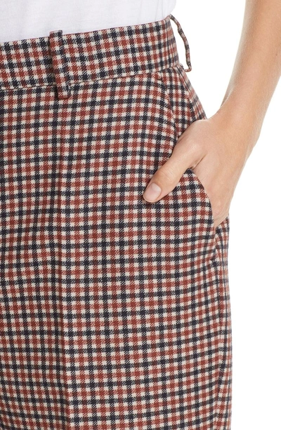 Shop Balenciaga Stretch Wool Check Pants In Brown/ Navy