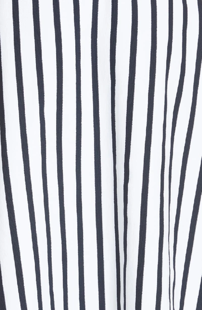 Shop Milly Rivera Off The Shoulder Stripe Stretch Knit Dress In White/ Black