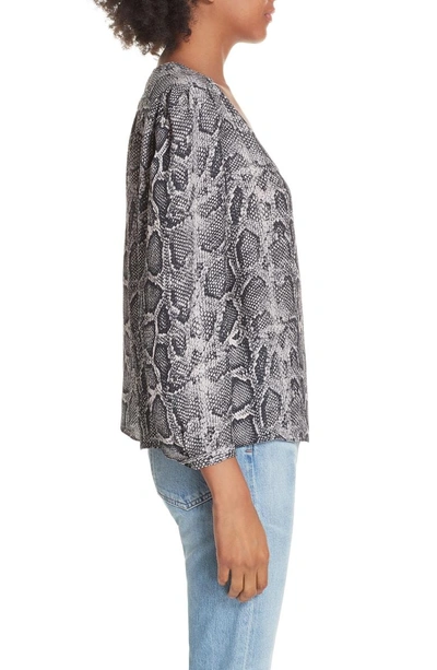 Shop Rebecca Taylor Snake Print Top In Washed Black Combo