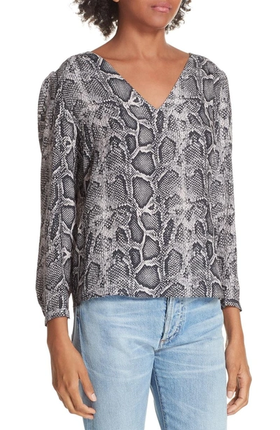 Shop Rebecca Taylor Snake Print Top In Washed Black Combo