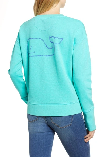 Shop Vineyard Vines Garment Dyed Vintage Whale Long Sleeve Cotton Tee In Capri Blue