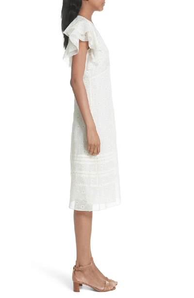 Shop Tory Burch Susanna Flutter Sleeve Midi Dress In Daisy