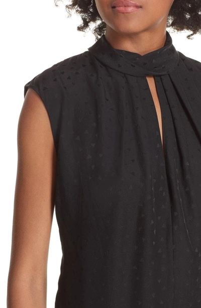 Shop Rebecca Taylor Sleeveless Silk Jacquard Top In Black