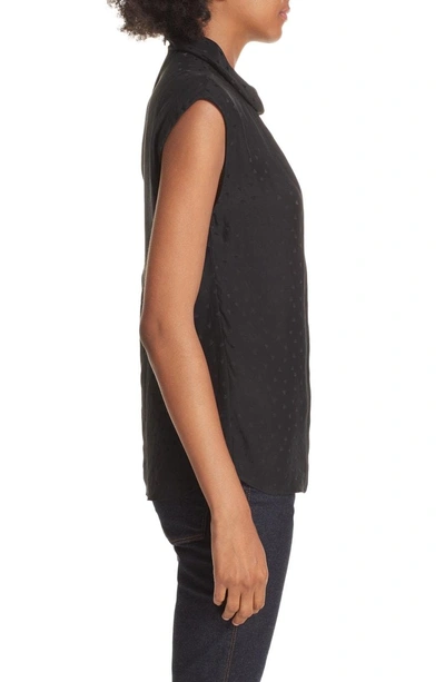 Shop Rebecca Taylor Sleeveless Silk Jacquard Top In Black