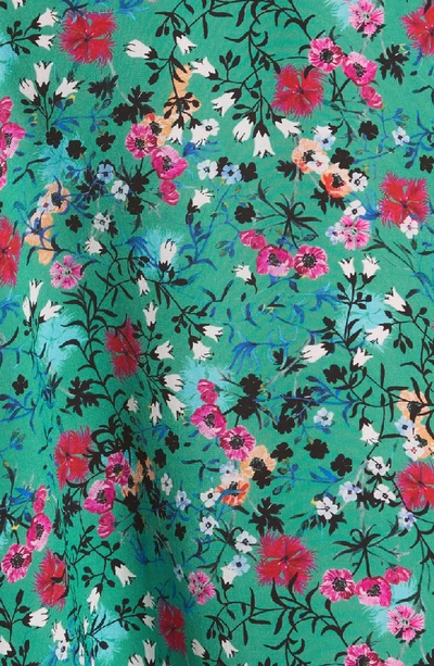 Shop Saloni Aggie Floral Print Silk Dress In Pink Meadow
