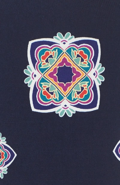 Shop Maggy London Majolica Print Handkerchief Hem Dress In Navy/ Jade