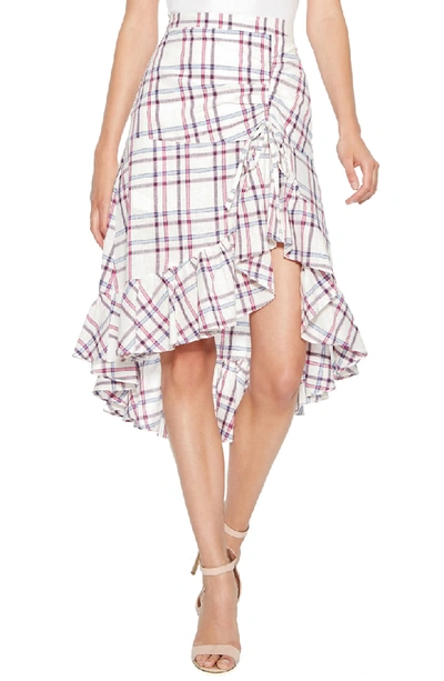 Shop Parker Kylie Ruffle Linen & Cotton Skirt In Plaid