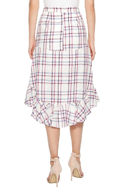 Shop Parker Kylie Ruffle Linen & Cotton Skirt In Plaid