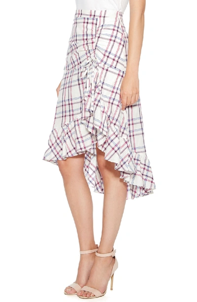 Shop Parker Kylie Ruffle Linen & Cotton Skirt In Plaid