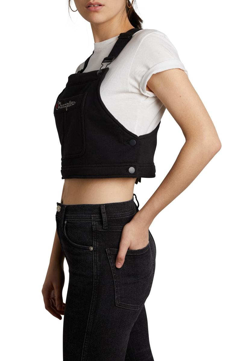 champion overall bib crop top
