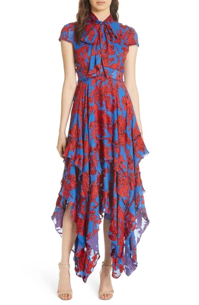 Shop Alice And Olivia Ilia Tie Neck Layered Ruffle Dress In Fancy Floral