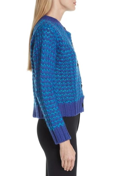 Shop Simon Miller Wool Blend Knit Cardigan In Cobalt/ Teal Contrast