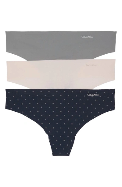 Shop Calvin Klein 'invisibles' Thong In Nymphs Thigh/ Shoreline/ Moon