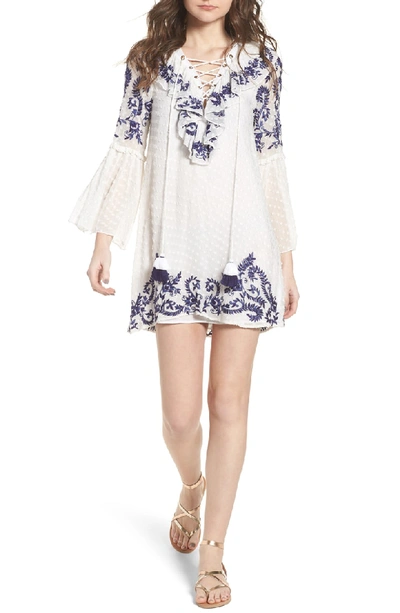 Shop Misa Cyrielle Embroidered Dress In White