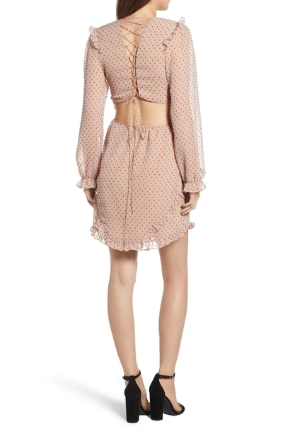 Shop Wayf Allegria Lace-up Minidress In Blush Clip Dot