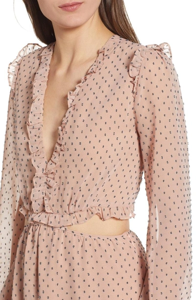 Shop Wayf Allegria Lace-up Minidress In Blush Clip Dot