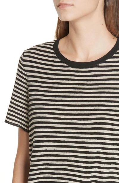 Shop Eileen Fisher Organic Linen Blend Stripe Top In Black