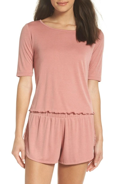 Shop Honeydew Intimates Ribbed Lounge Tee In Stone Rose