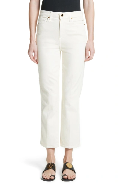 Shop Khaite Benny Crop Flare Jeans In Denim Ivory