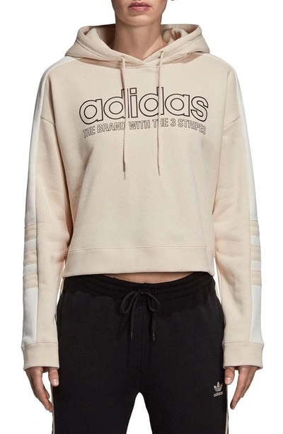 Shop Adidas Originals Crop Moto Hoodie In Linen