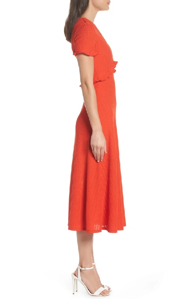 Shop Nsr Maci Ruffle Midi Dress In Red