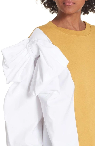 Shop Clu Bow Colorblock Sweatshirt In Mustard/ White
