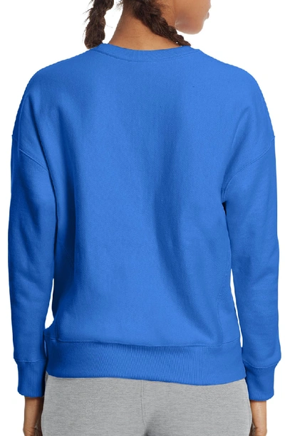 Shop Champion Reverse Weave Crew Sweatshirt In Groove Blue