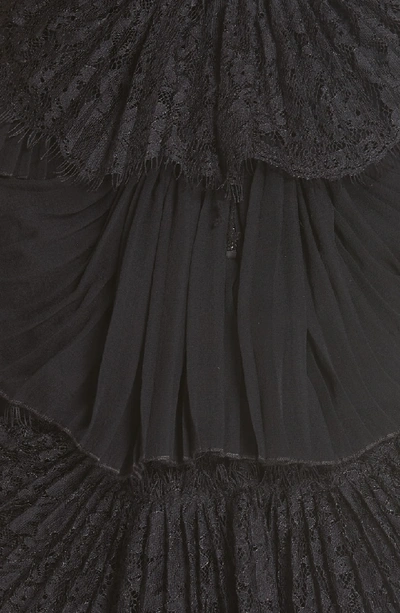 Shop Alice And Olivia Rosetta Pleat Tiered Minidress In Black