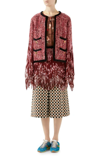 Shop Gucci Sequin Tweed Jacket In Pink