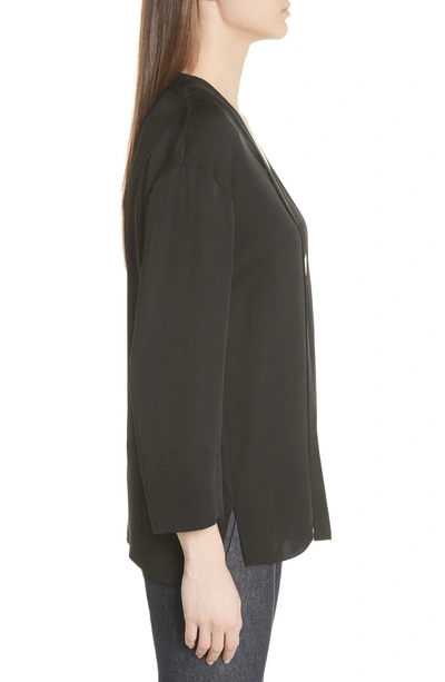 Shop Theory Faux Wrap Silk Blouse In Black