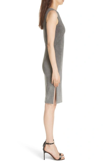 Shop Milly Bonded Faux Suede Fractured Sheath Dress In Grey