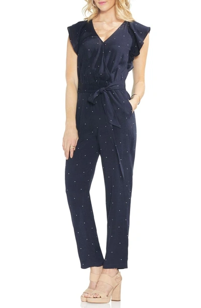 Shop Vince Camuto Soho Pindot Jumpsuit In Classic Navy