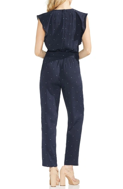 Shop Vince Camuto Soho Pindot Jumpsuit In Classic Navy