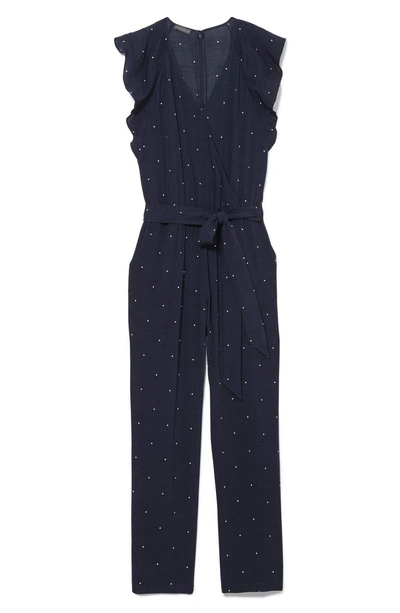 Shop Vince Camuto Soho Pindot Jumpsuit In Classic Navy