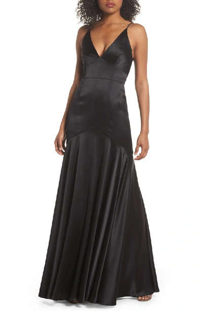 Shop Jill Jill Stuart Corset Detail Satin Gown In Black