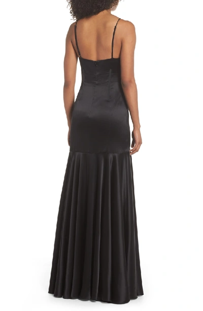 Shop Jill Jill Stuart Corset Detail Satin Gown In Black