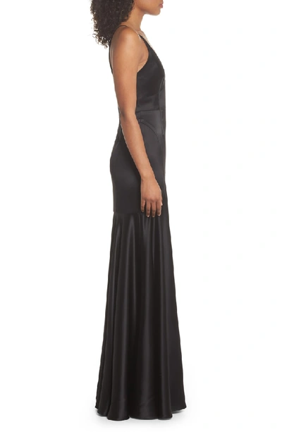 Shop Jill Jill Stuart Corset Detail Satin Gown In Black