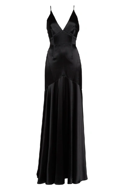 Shop Jill Jill Stuart Corset Detail Satin Gown In Black