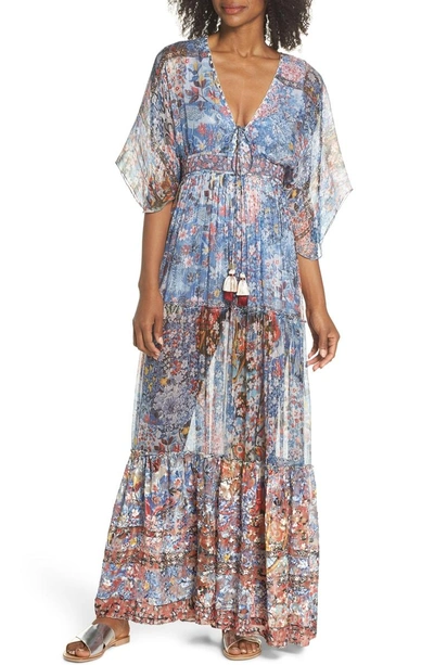 Shop Hemant & Nandita Cover-up Maxi Dress In Blue