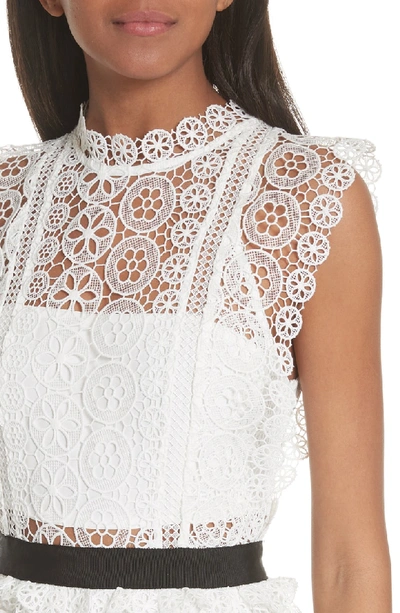 Shop Self-portrait Floral Lace Tiered Dress In White