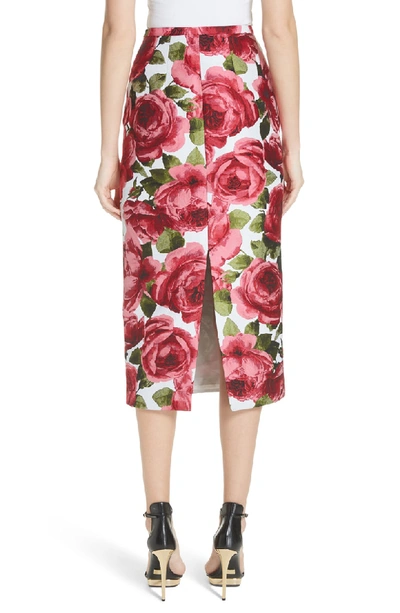 Shop Michael Kors Floral Print Pencil Skirt In Crimson Multi