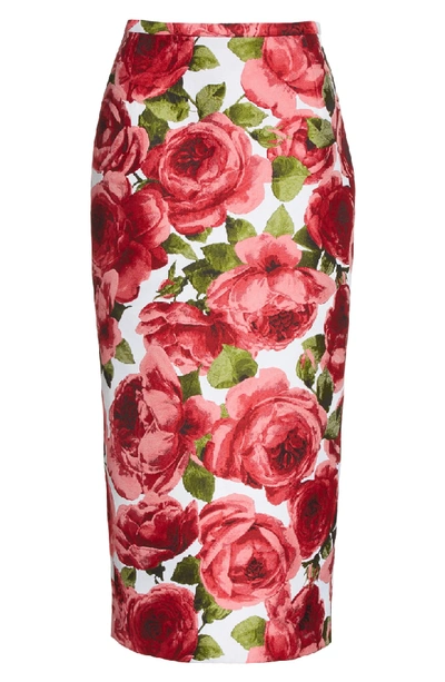Shop Michael Kors Floral Print Pencil Skirt In Crimson Multi