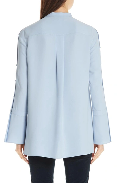 Shop Lafayette 148 Nicolette Silk Blouse In Pale Blue