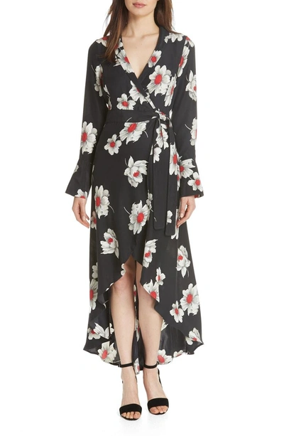 Shop Equipment Gowin Floral High Low Silk Dress In True Black Multi