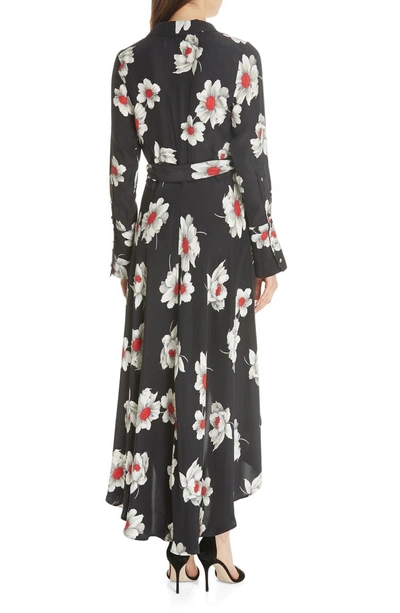 Shop Equipment Gowin Floral High Low Silk Dress In True Black Multi