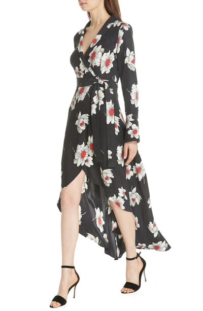 Shop Equipment Gowin Floral High Low Silk Dress In True Black Multi